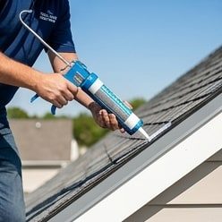 worker applying sealant on edges